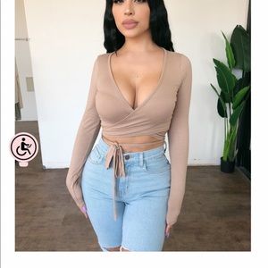 OOTDFASH ribbed wrap top